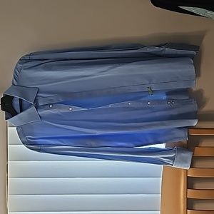 Mens cufflink Dress Shirt by SeanJohn size 16 1/2 x 34/35 LightBlue Line Pattern